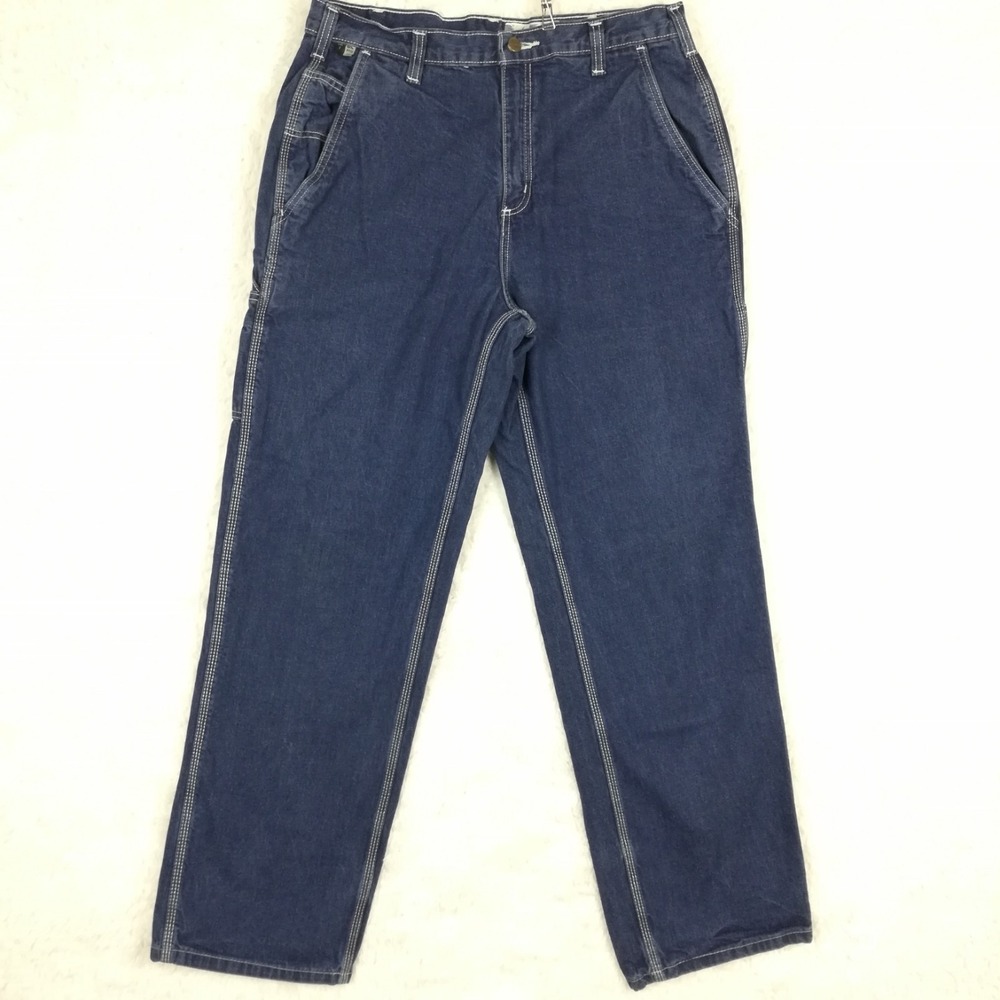 Carhartt Mens Jeans FR Carpenter Bibo Twill WDFR Denim Indigo Wash‎ 36x32